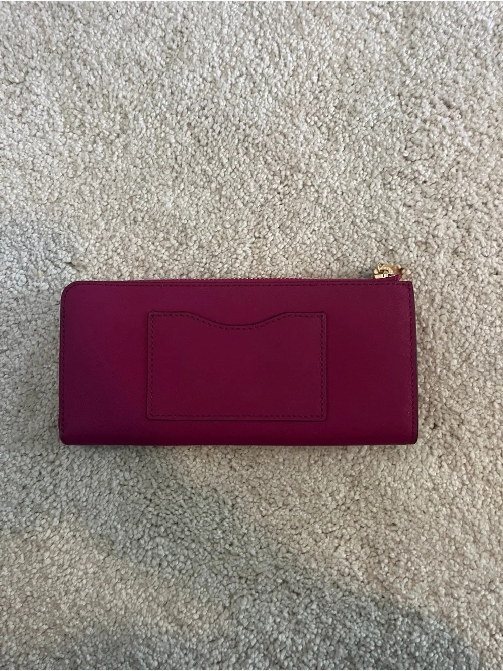 Tory Burch Zip-Around Continental Wallet in Berry Pink with Gold Logo